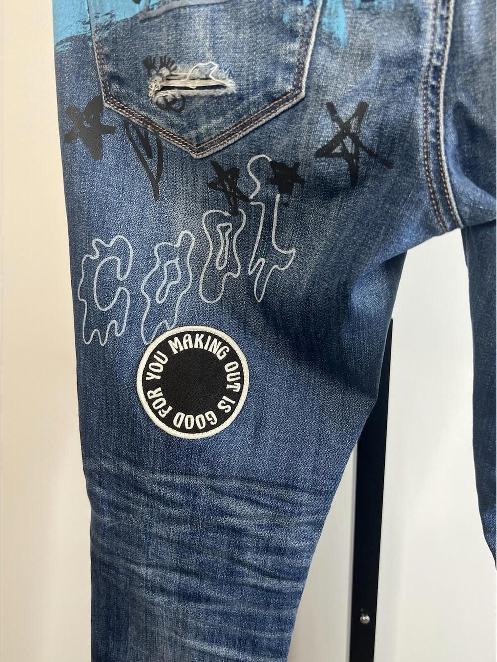 American Eagle 1810-6496 High Rise Distressed Graffiti Punk Y2K Jeggings Size 6 - Picture 9 of 15